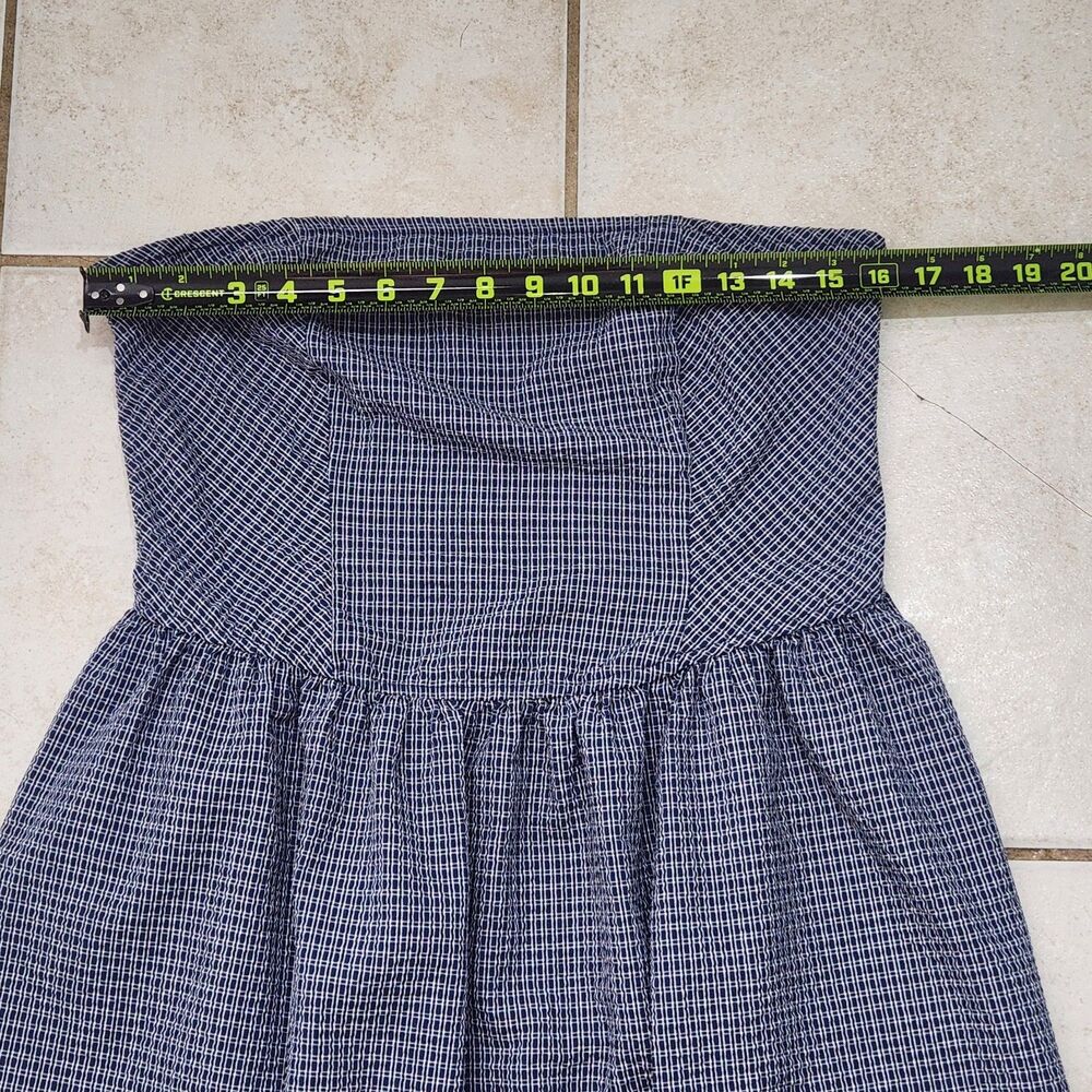 No Boundaries Strapless Smocked Mini Dress Blue White Checkered Size Large - Picture 8 of 8